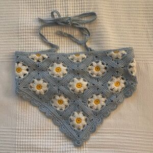 Crochet Floral Bandana or Head Wrap
